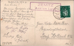 ! Landpoststempel  Zemitz , Anklam Land, 1931, Vorpommern - Covers & Documents
