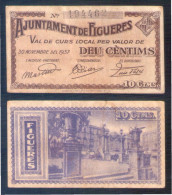 Billete Local 1937 Ajuntament De Figueres 10 Cts - Other & Unclassified