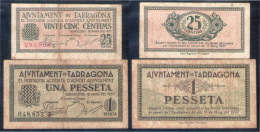 Billete Local 1937 Ajuntament De Tarragona  25 Cts + 1 Pta - Otros & Sin Clasificación