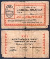 Billete Local 1937 Ajuntament De Caldes De Malavella 1 Pta - Autres & Non Classés