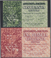 Billete Local 1937 Ajuntament De Barcelona  50 Cts + 1,50 Cts. Sin Circular - Other & Unclassified