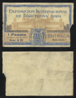 Entrada Exposición Internacional De Barcelona 1929 1 Peseta - Autres & Non Classés