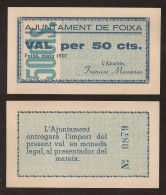 Billete Local 1937 Ajuntament De Foixà  50 Cts. - Andere & Zonder Classificatie