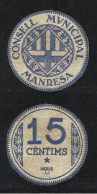 Billete Local 1937 Ajuntament De Manresa 15 Cts. - Autres & Non Classés