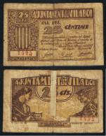 Billete Local 1937  Ajuntament De Vilaboi 25 Cts - Altri & Non Classificati