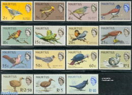 Mauritius 1965 Definitives, Birds 15v, Mint NH, Nature - Birds - Parrots - Mauricio (1968-...)