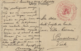 MARRUECOS. T.P. Circulada En Franquicia "Batallón Cazadores De Barcelona Nº 3", A Vic. El 5/10/1909. - Maroc Espagnol
