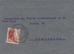 Carta Dirigida A La Delegación De Barcelona De La Cruz Roja, Desde Lorca. Al Dorso Viñeta Pro Refugiados - Lorca. Rara. - Marques De Censures Républicaines