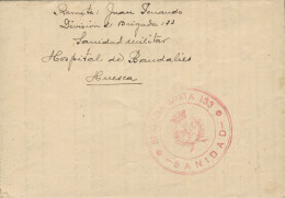 Carta Circulada Desde El Frente De Huesca A Barcelona, El 15/9/37. Marca "Brigada Mixta 133 - Sanidad". - Republicans Censor Marks