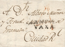 D.P. 23. S/f. Carta De Infantes A Ciudad Real. Marca Nº 1N (impresa Parcialmente) Y Porteo '4' En Rojo. Rara. - ...-1850 Prephilately