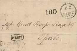 D.P. 26. 1856(16 ABR). Carta De Cádiz A Oporto. Marca Nº 78N De La Oficina Consular Inglesa, "P. BRIT" Y Porteo. - ...-1850 Prephilately