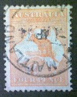 Australia, Scott #6, Used (o), 1913, Kangaroo And Map, 4 Pence, 1st Watermark, Orange - Gebruikt