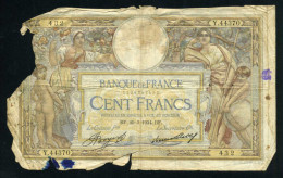 Francia 100 Francos 1934 Billete Banknote Circulado Pliegues Roturas Important - Autres - Europe