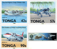 45700 MNH TONGA 1989 50 ANIVERSARIO DE LA AVIACION EN TONGA - Tonga (1970-...)