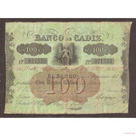 Billete 100 Reales De Vellón  1862  Banco De Cádiz  2ª Emisión  MBC- - Other & Unclassified