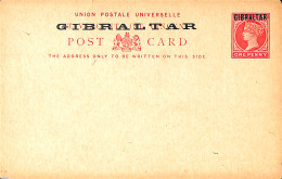 Gibraltar 1886 Postcard 1d, Unused Postal Stationary - Gibilterra