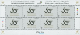 OMAN - 2023, STAMPS SHEET OF 50 YEARS SINCE OMAN JOINED ICAO, QTY : 8, UMM (**). - Oman