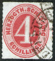 Ortsstempel Sonderburg Auf 4 Shilling Rosakarmin - Schleswig Holstein Nr. 3 - Pracht - Signiert - Schleswig-Holstein