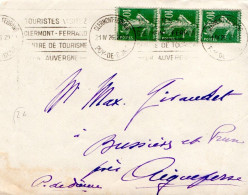 SEMEUSE AFFRANCHISSEMENT COMPOSE SUR LETTRE DE CLERMONT FERRAND 1926 - Posttarife