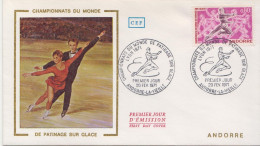 Andorra Stamp On Silk FDC - Kunstschaatsen