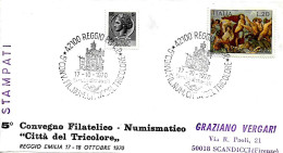 ITALIA ITALY - 1970 REGGIO E. 5° Convegno Filatelico Città Del Tricolore (oratorio Del Cristo) Su Busta Viaggiata - 219 - Iglesias Y Catedrales