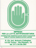 Calendarietto - Impresa Per La Lotta Antiparassitaria - Torino - Anno 1989 - Tamaño Pequeño : 1981-90