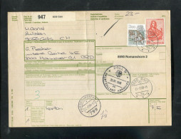 "SCHWEIZ" 1988, Auslandspaketkarte Ex Gais Nach Hannover, Frankatur ! (60162) - Cartas & Documentos