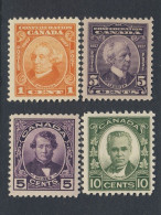 4x Canada MH VF Stamps #141-1c 144-5c 146-5c 190-10c Guide Value = $30.00 - Neufs