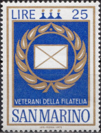 1972, San Marino, Veterans Of Philately, Letters (Mail), Philately, 1 Stamps, MNH(**), SM 1015 - Unused Stamps