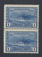 2x Canada WW2 Stamps; Pair Of #262-$1.00 MNH F/VF Guide Value = $210.00 - Neufs