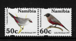 Namibia 1997 MiNr. 833 - 834 BIRDS   Cinderella Waxbill, Black-faced Waxbill 2v MNH**  1.50 € - Namibie (1990- ...)