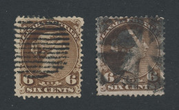 Canada Large Queen Used 2x Stamps; #27a-6c F/VF #27-6c Fine Fancy Cancel Guide Value=$175.00 - Usati