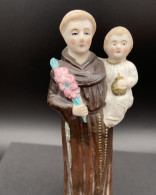 Statuette Saint Antoine De Padoue Miniature Porcelaine Biscuit Ht13cm #240031 - Religious Art