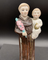 Statuette Saint Antoine De Padoue Miniature Porcelaine Biscuit Ht13cm #240031 - Religieuze Kunst