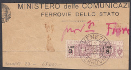 ITALIA - 1923 - Coppia Francobolli Per Pacchi Obliterati Su Frammento Di Busta, Unificato 23. - Paketmarken