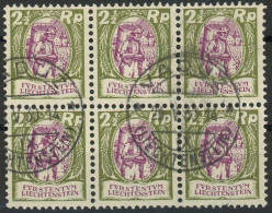 Liechtenstein 1927 Michel Nummer 65 6er Block Gestempelt - Used Stamps