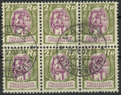 Liechtenstein 1927 Michel Nummer 65 6er Block Gestempelt - Gebraucht