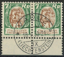 Liechtenstein 1927 Michel Nummer 67 2x Unterrand Gestempelt - Gebruikt