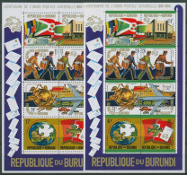 Burundi 1974 100 Jahre Weltpostverein UPU Block 79/80 A Postfrisch (C29270) - Ongebruikt