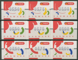 Dänemark ATM 1995 Segmente, 9 Werte, 3 Sätze ATM 2 S1, 3 S1 Und 4 S1 Postfrisch - Automaatzegels [ATM]