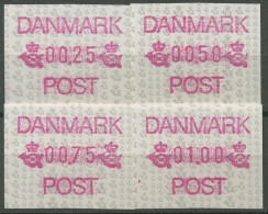 Dänemark ATM 1990 Satz 4 Werte: 0,25/0,50/0,75/1,00, ATM 1 S Postfrisch - Viñetas De Franqueo [ATM]