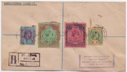 KING GEORGE KGVI £1 REGISTERED COVER TO INDIA BOMBAY CLEAR DELIVERY PM, POSTAL HISTORY, LEEWARD ISLANDS RARE COVER 1951 - Leeward  Islands