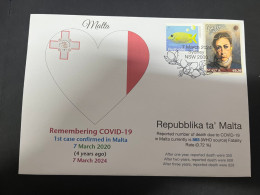 7-3-2024 (2 Y 22) COVID-19 4th Anniversary - Malta - 7 March 2024 (with Malta COVID-19 Stamp) - Malattie