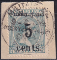 1899-691 CUBA US OCCUPATION PUERTO PRINCIPE 1899 5º ISSUE 5c S. 1m SMALL NUMBER DANGEROUS FORGERY.  - Usados