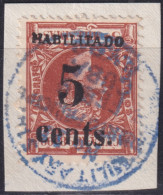 1899-694 CUBA US OCCUPATION PUERTO PRINCIPE 1899 1º ISSUE 5c S. 5mls INVERTED FORGERY USED  - Usati