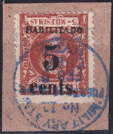 1899-695 CUBA US OCCUPATION PUERTO PRINCIPE 1899 1º ISSUE 5c S. 5mls INVERTED FORGERY.  - Usados