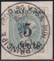 1899-700 CUBA US OCCUPATION PUERTO PRINCIPE 1899 5º ISSUE 5c S. 1mls DANGEROUS FORGERY USED.  - Usati