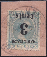 1899-701 CUBA US OCCUPATION PUERTO PRINCIPE 1899 5º ISSUE 3c S. 1mls INVERTED FORGERY USED.  - Gebruikt