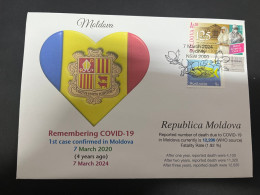 7-3-2024 (2 Y 22) COVID-19 4th Anniversary - Moldova - 7 March 2024 (with Moldova COVID-19 Stamp) - Malattie