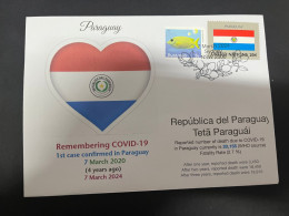 7-3-2024 (2 Y 22) COVID-19 4th Anniversary - Paraguay - 7 March 2024 (with Paraguay UN Flag Stamp) - Malattie